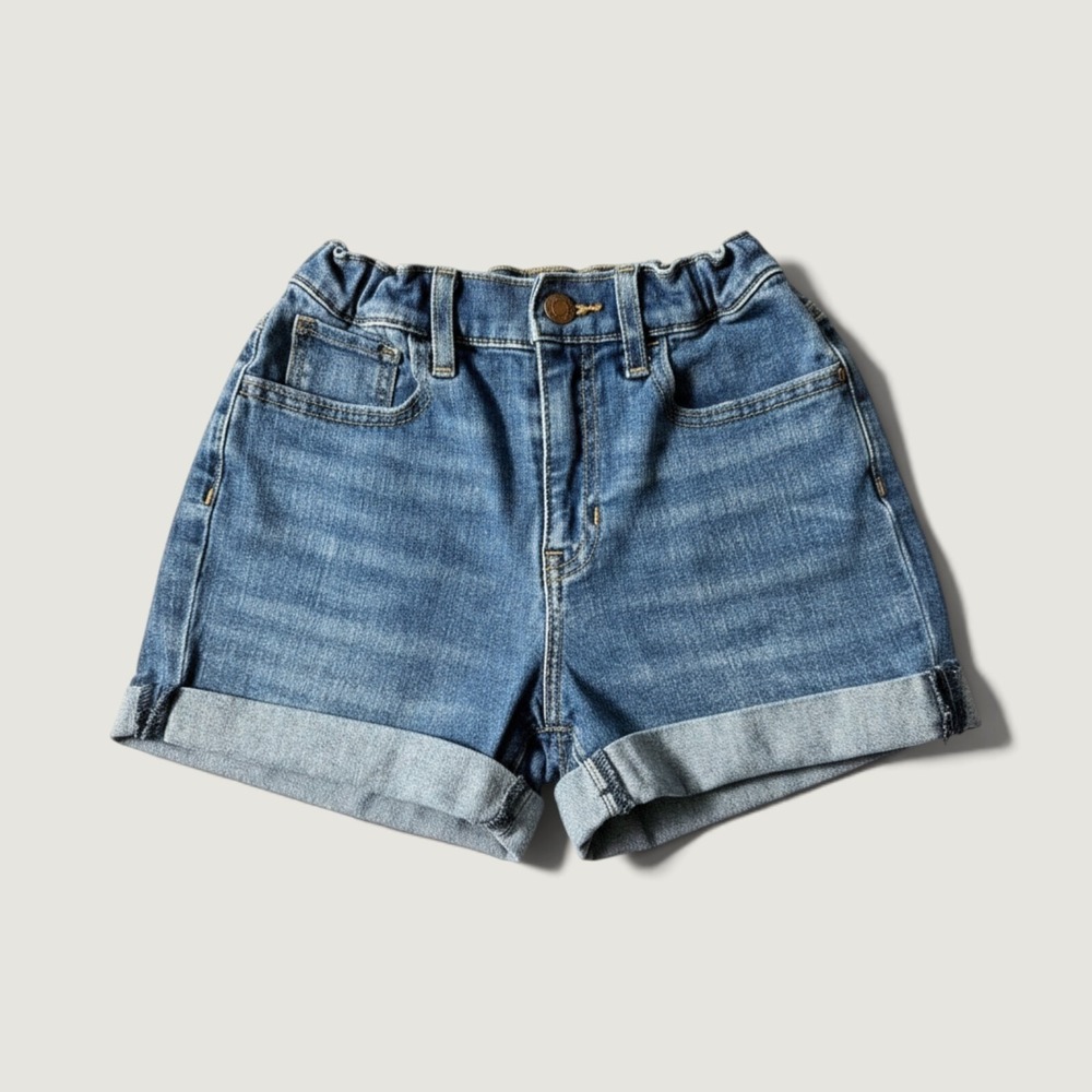 Old Navy Denim Shorts Girls 10 Blue Good Cuffed High Rise Elastic Back